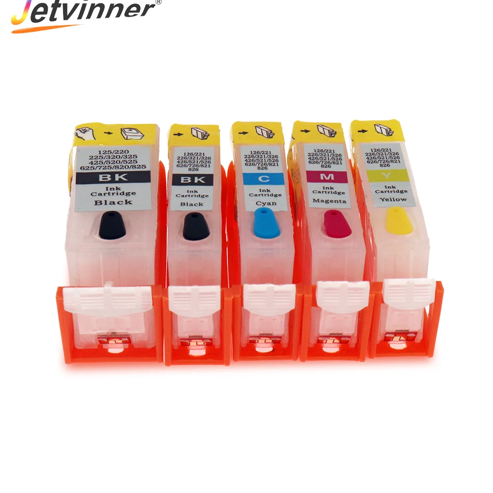 Jetvinner PGI-525 CLI-526 Refillable Ink Cartridges For Canon PIXMA MG6150 MG5250 MG8150 MG8250 IP4850 Printers With ARC Chips