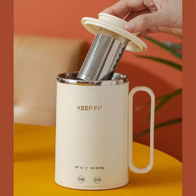 300W Electric Hot Water Cup Portable Boiling Kettle Mini Travel Cup Porridge Cup Automatic Electric Heating Thermos Cup 400ML