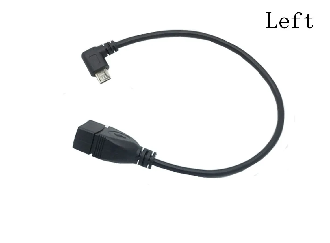 90 Degree Up & Down & Left & Right Angled Micro USB2.0 5Pin Male to USB 2.0 A Female Extension connector Adapter OTG Cable 0.25m