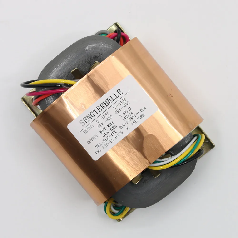 100W （100VA）Pure Copper R-Core Transformer 280V-0-280V  0-14V 0-6.5V For Tube Preamp / Phono