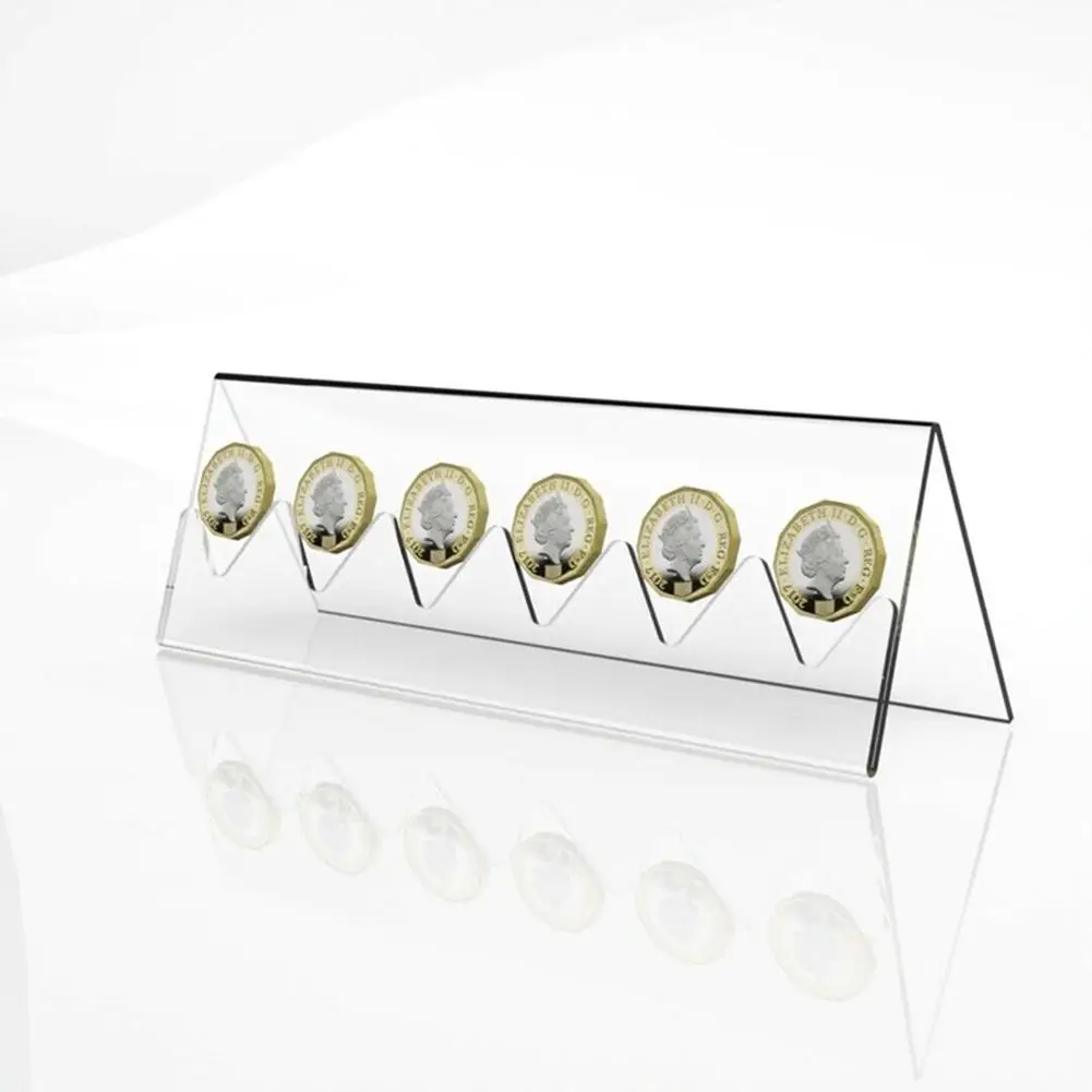 6-Slot Clear Acrylic Commemorative Coin Display Rack Holder Stand for Collector