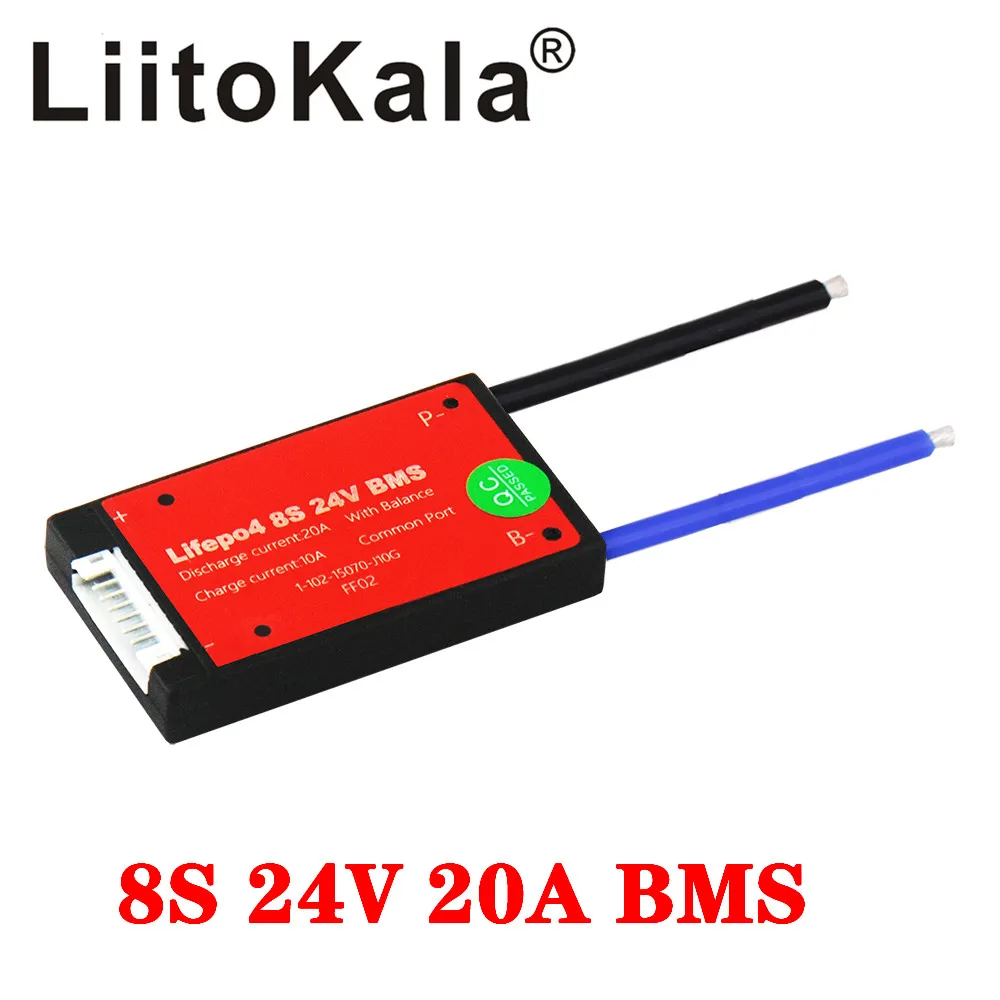 LiitoKala Водонепроницаемый 8S 24v 29,6 v 20A BMS литиевый lipo 3,2 V lifepo4 bms для электрического скутера