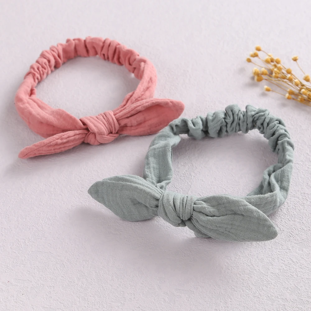 Cotton Newborn Turban Baby Headbands Girl Hair Bow Solid Rabbit Ear Head Wrap Soft Children Turban Lovely Kids Elastic Hairbands