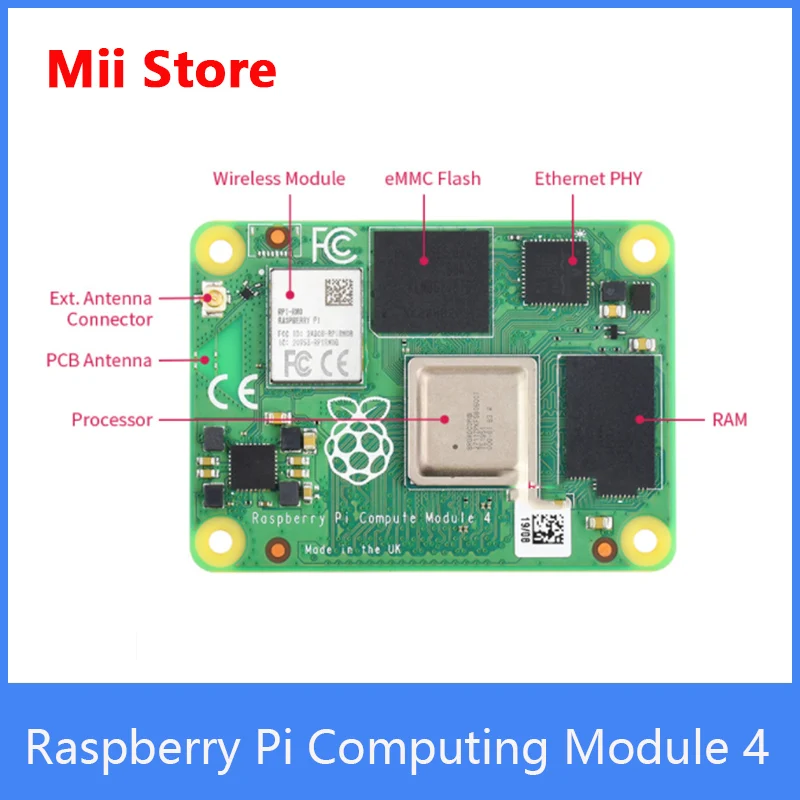 라즈베리 파이 컴퓨트 모듈 4, 1GB/2GB/4GB/8GB Ram 32GB eMMC 플래시 옵션 지원 Wifi/블루투스 및 외부 안테나