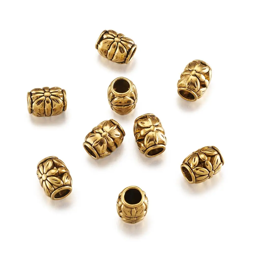 

20Pcs Tibetan Style Alloy Beads Antique Golden Color Barrel Shape Loose Bead Spacer DIY Bracelet Charms Jewelry Making Findings