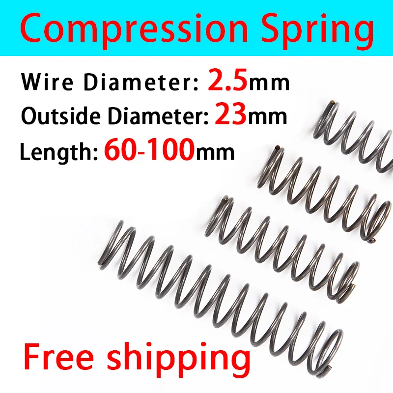 

Releasing Spring Pressure Spring Compressed Spring Line Diameter 2.5mm, External Diameter 23mm, Length 60mm-100mm Factory Outlet