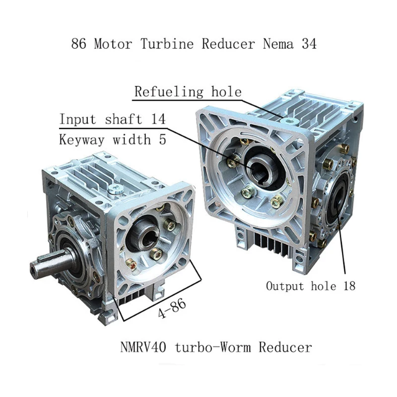 RV40 worm gear reducer 86 motor turbin reducer NEMA 34 fit for NEMA 34 stepper motor for soloar tracker or packing machine