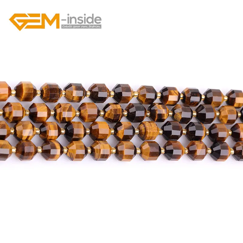 Hand Faceted Yellow Tiger eye Natural Stone Beads For Jewelry Making Adults Bulk Full 15