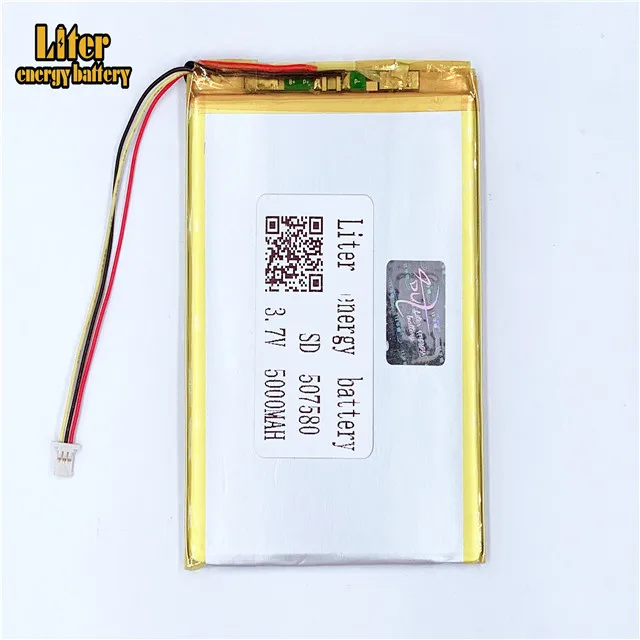 

Вилка 1,0-3 P 507580 5000mah 3,7 V перезаряжаемая литий-полимерная батарея для планшетных ПК смартфон