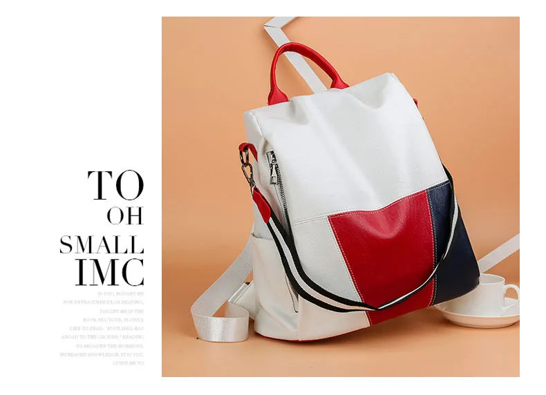 Multifunctional Backpack Women Leather Backpacks Female White School Bags For Teenage Girls Shoulder Bag Travel BackPack Mochila