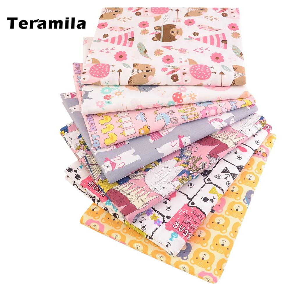 Teramila Cotton Fabric Meter Cute Cartoon Design Telas Tissu DIY Patchwork Quilts Dress Bedsheet For Baby Kids Home Textile