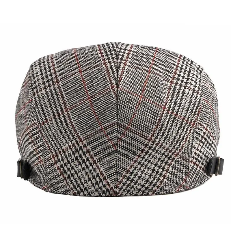 LDSLYJR 2021 Cotton Spring Autumn Plaid Newsboy Caps Flat Peaked Cap Men and Women Painter Beret Hats 63