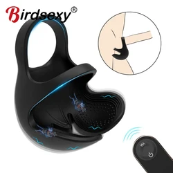 Wireless Remote Penis Vibrating Ring Dildo Vibrators For Men Scrotum Massager Male Chastity Cage Testicle Bondage Adult Sex Toys