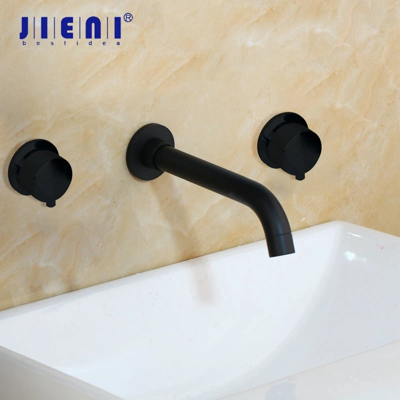 

JIENI Matte Black Bathtub Mixer Bathroom Faucet 2 Handles Water Wash Basin Sink Mixer Tap Faucet Deck Mounted Mixer Tap