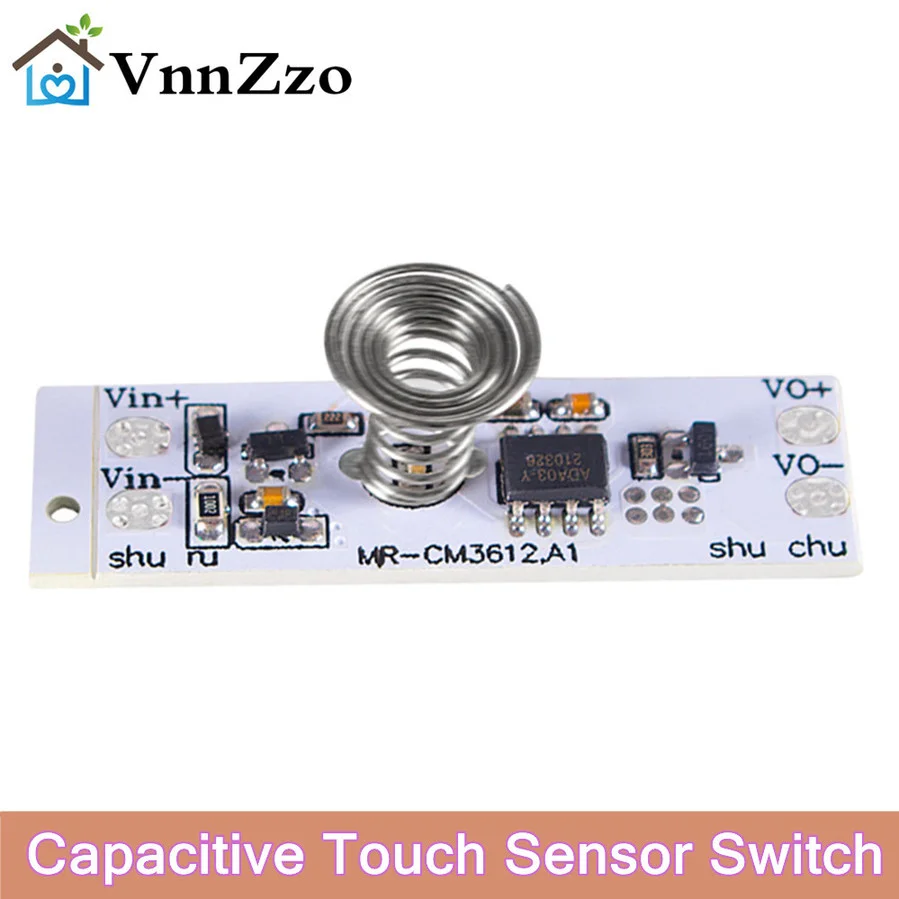 DC 12V Capacitive Touch Sensor Switch Coil Spring Switch LED Dimmer Control Switch 9-24V 30W 3A for Smart Home LED Light Strip