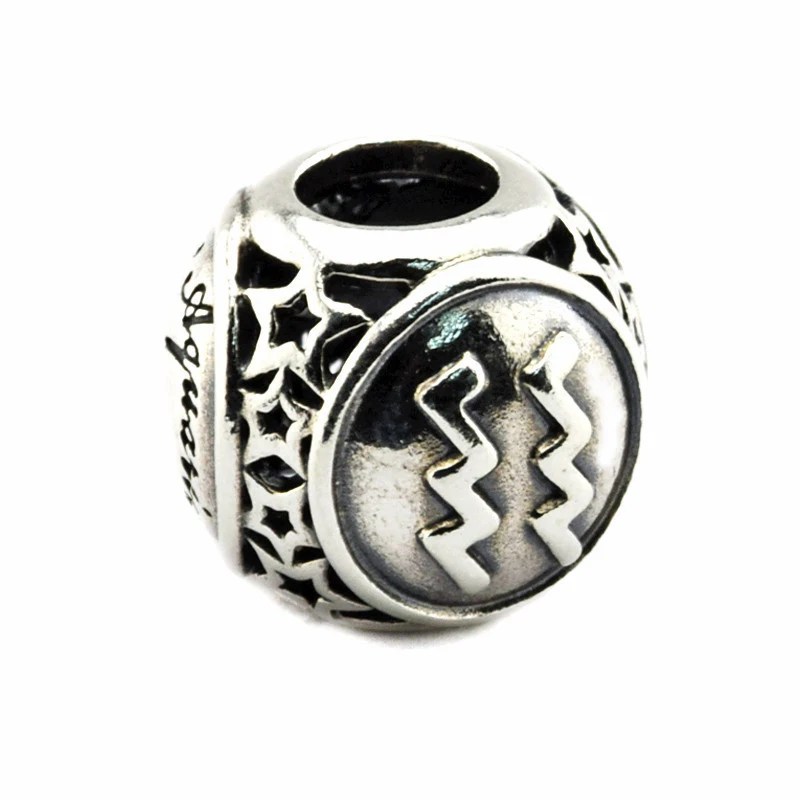 Aquarius Star Sign Charm Beads for Jewelry Making Birthday Silver 925 Jewelry Vintage Beads for Charms Bracelets Women Jewelry