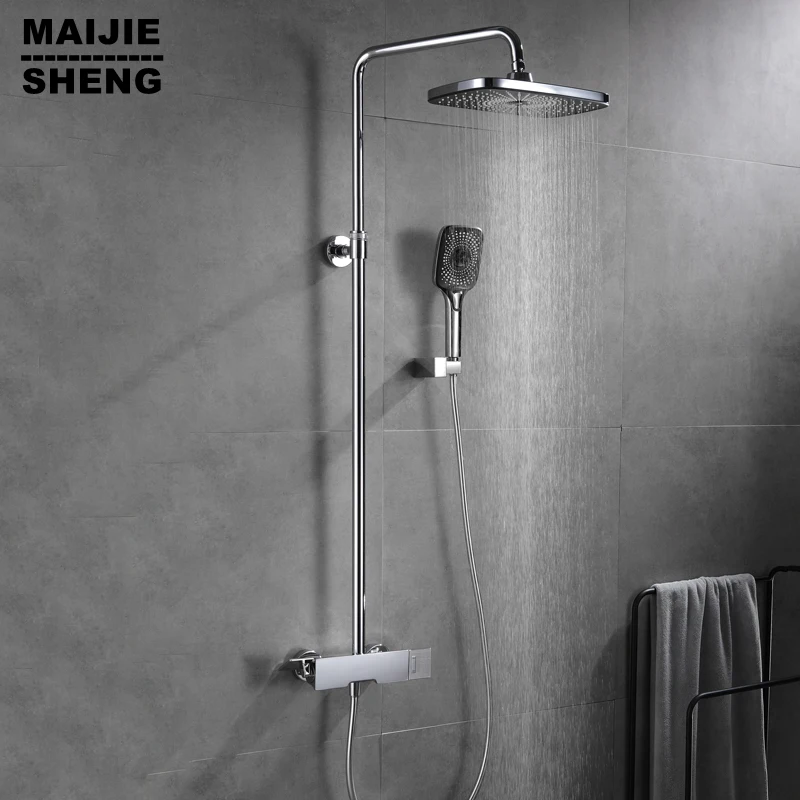 SPA Shower Head Bath Shower Rotatable Mixer With Hand Shower Faucets Rainfall Chrome Showers Copper Bathroom Shower Set