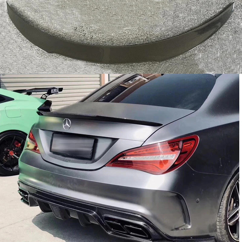 For Mercedes CLA W117 AMG Carbon Spoiler FD Style CLA Class C117 Carbon Fiber Rear Spoiler with Red Line Rear Trunk Wing 2013-UP