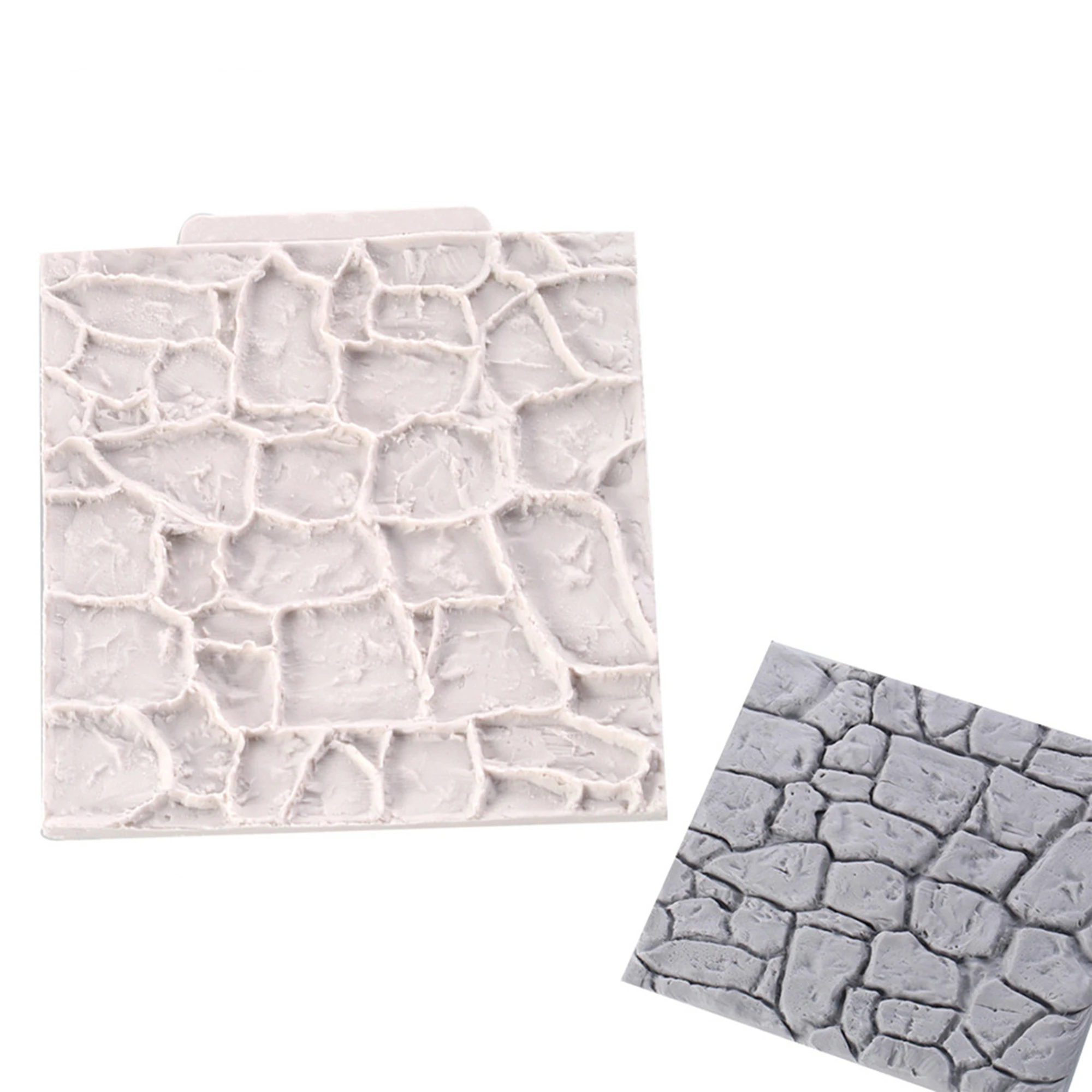 Cobble Stone Brick Wall Silicone Molds For Baking Fondant Cake Decorating Tools Embosser Baking Mould Kitchen Tools