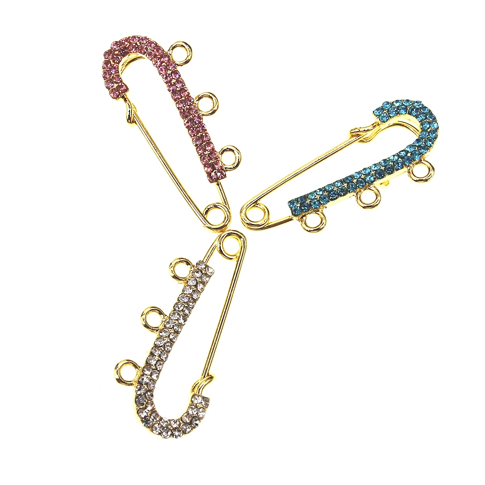3 teile/los Vergoldet Muslim Islamischen Baby Pins Strass Kinderwagen Sicherheitsnadeln Mit Schlaufen für Neugeborene Geschenk Schmuck Machen – Detail 1
