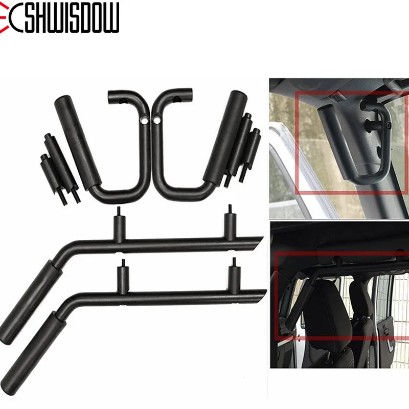 Car Accessories For Wrangler TJ Black Front & Rear Grab Bar Grab Handle Kit For Jeep Wrangler JK 2007 -2018