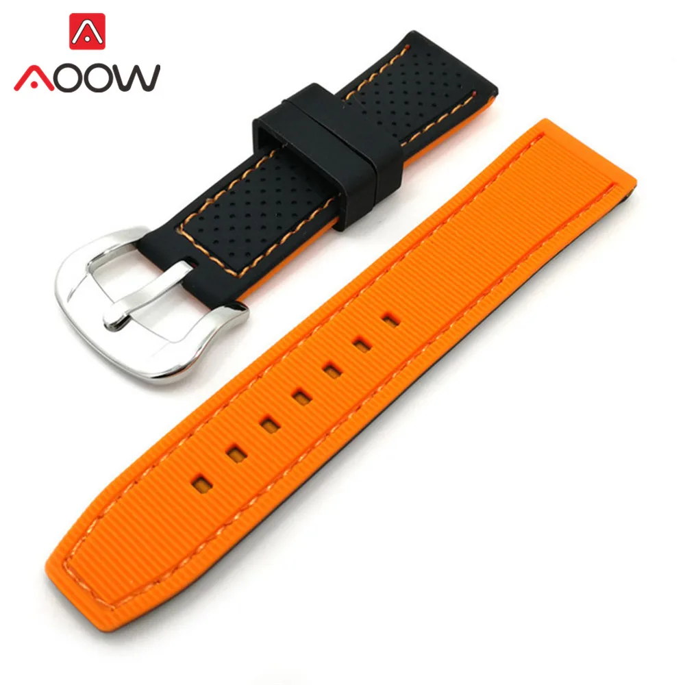 20mm 22mm 24mm Red Orange Blue Universal Soft Silicone Watchband Rubber Waterproof Sport Blet Bracelet Band Strap Accessories