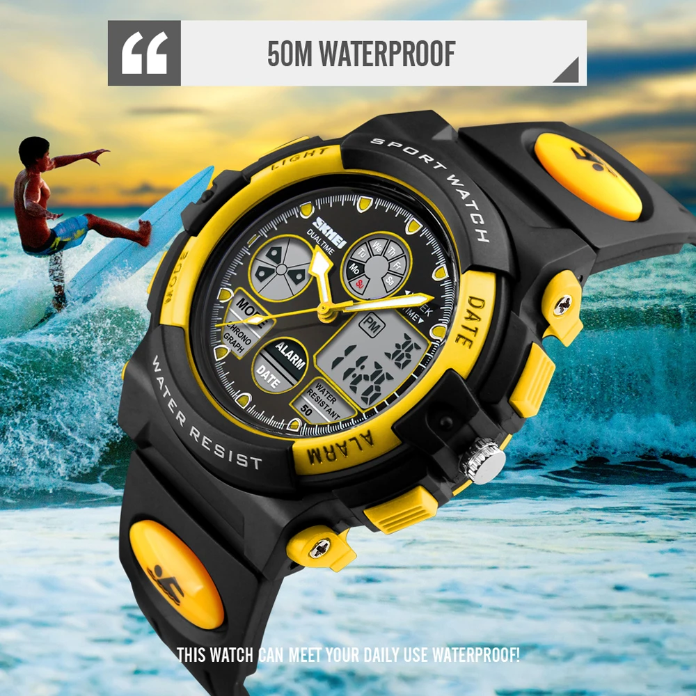 SKMEI  Sports Children's Watches Multifunction Outdoor LED Waterproof Kids Digital Wristwatch Student Clock Gifts montre enfant