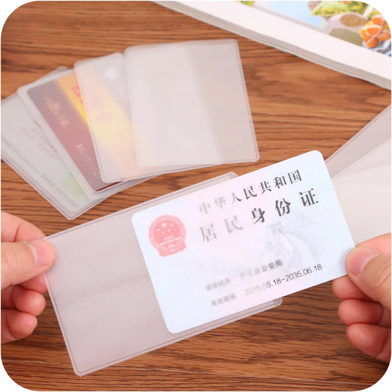 100Pcs Card Protect Cover PVC Transparent Waterproof Business Credit Card Holder Women Men ID Card Cover Bags Case License Case