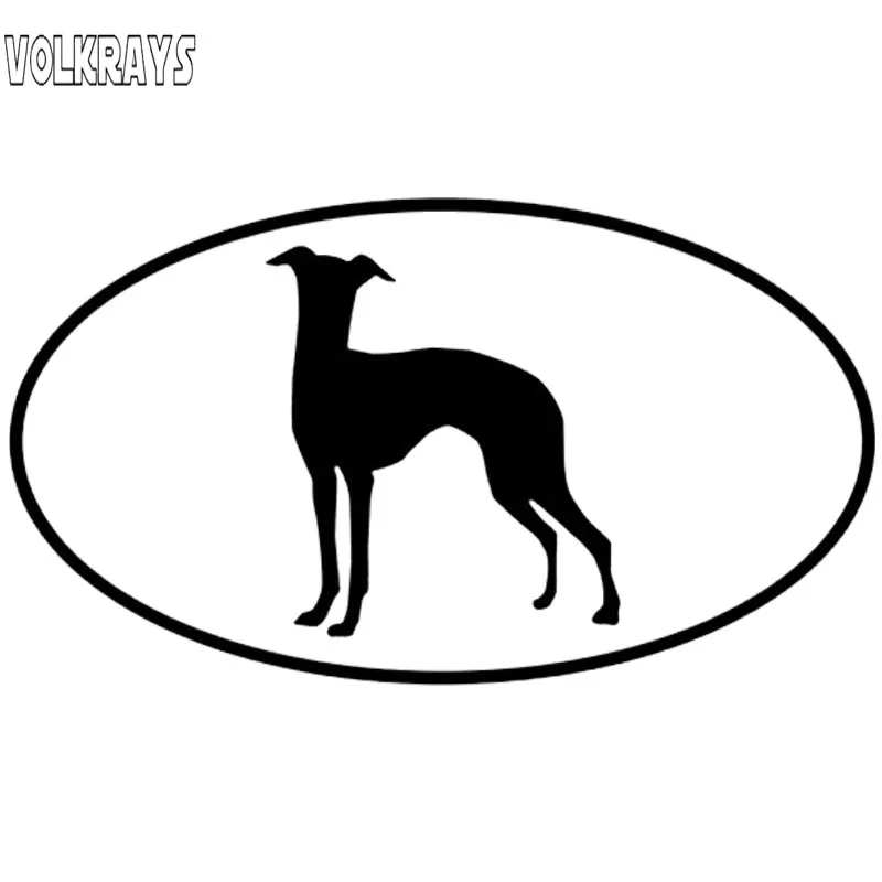 Volkrays Creative Car Sticker Italian Greyhound Dog Accessories Reflective Waterproof Vinyl Decal Black/Silver,6cm*12cm