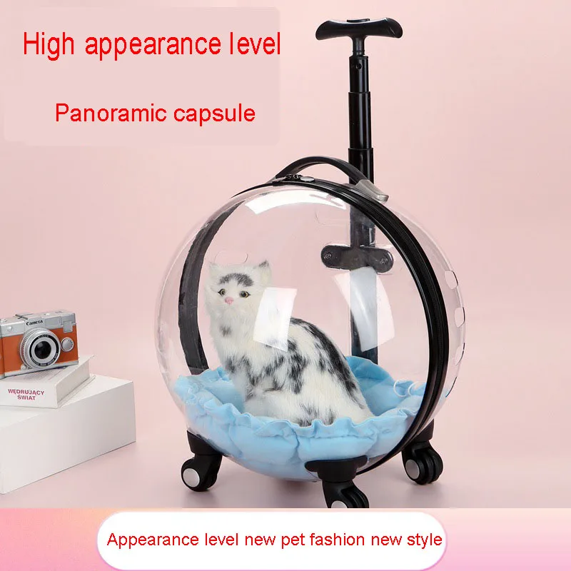 

Cat Bag Pet Trolley Portable Bag For Going Out Carrier For Cat Transparent Capsule Ventilation Dog Travel Bubble Box Pet Carrier