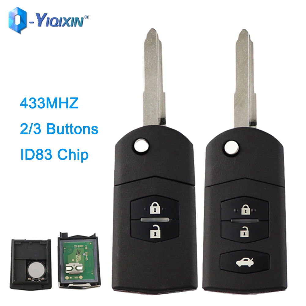 

YIQIXIN 433Mhz Flip Car Key For Mazda M2 M3 M5 M6 M8 Demio 2 Axela Premacy Atenza ID83 Chip 2006-2009 2/3 Buttons Folding Remote