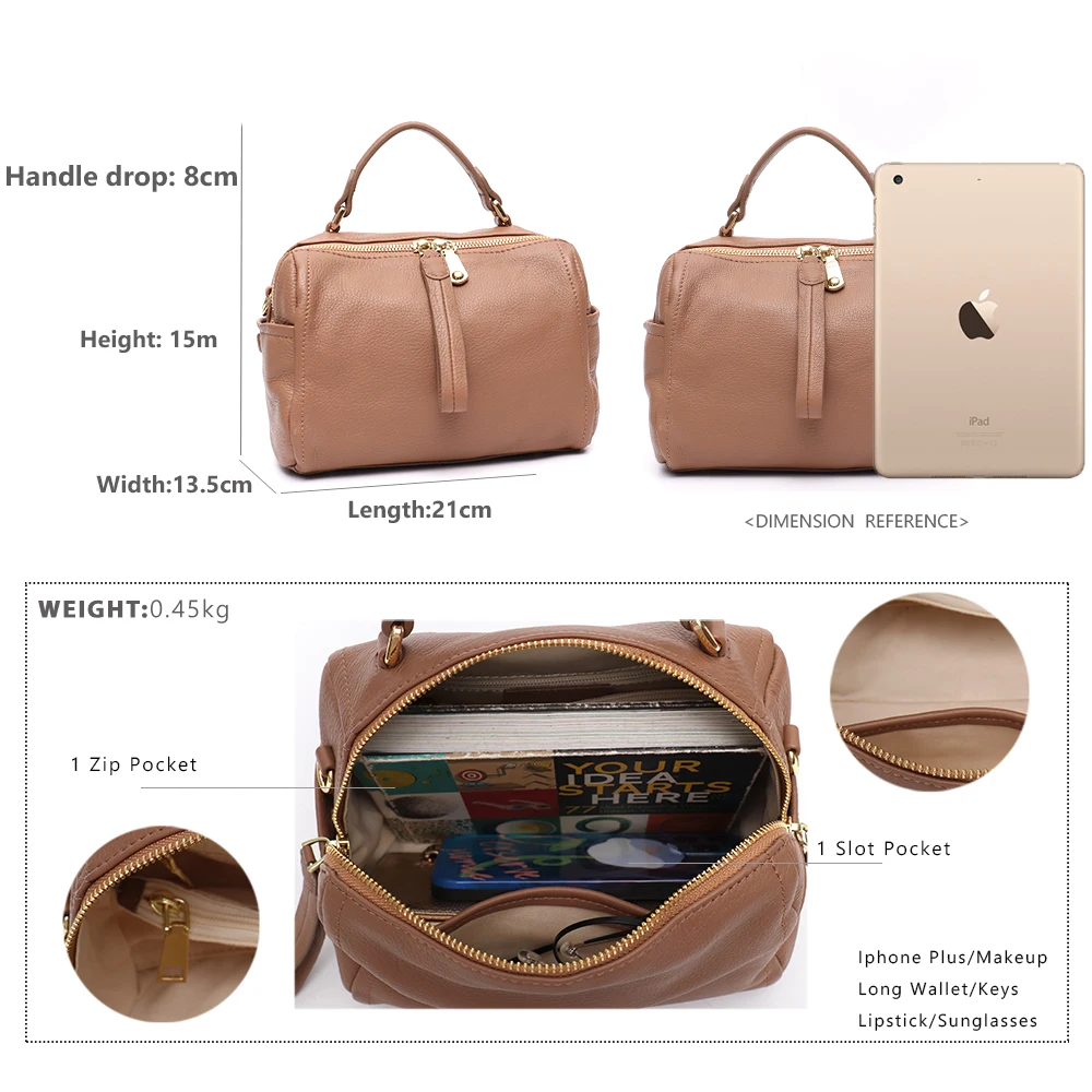 SC 100% Genuine Leather Women HandbagS Fashion Top-Handle Boston Pillow Bag Soft Leather Female Shoulder Bag Women Crossbody Bag