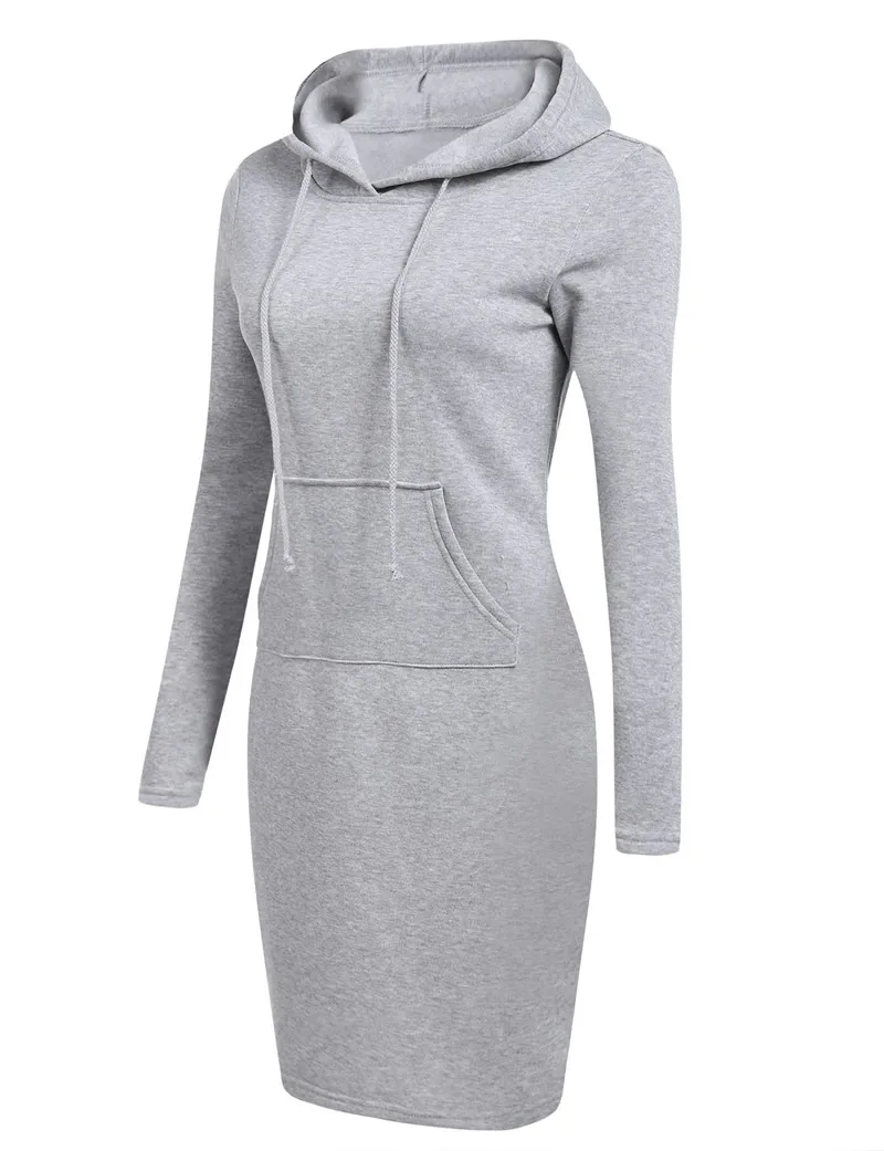 Women long Hooded Sweatshirts Dress 