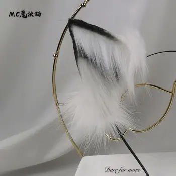 白狐手工仿真蘿莉獸耳cos狼耳夾KC獸尾lo母貓耳狐耳頭飾 8 最佳銷售 白色貓耳朵 - №3