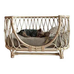 TT Ancient Fish Rattan Pet Bed Hand-Woven Dog Sofa Rattan Chair Cat Bed Ins Baby Rattan Bed