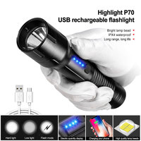 P70 20W 1500LM LED Flashlight USB charging 3 Modes Power Display Camping Waterproof Lantern Torch Aluminum Alloy Phone Charger