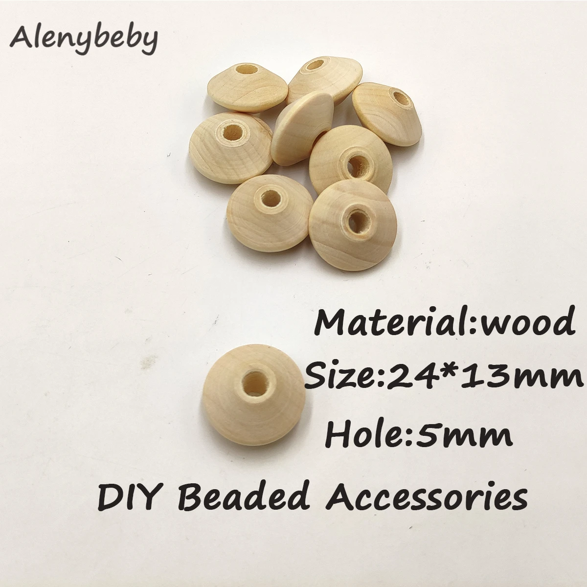 Wooden Abacus Beads Teething Unfinished 24*13mm Loose Round Spacer Shape DIY Handmade Mom Infant Care Beaded Necklace Making