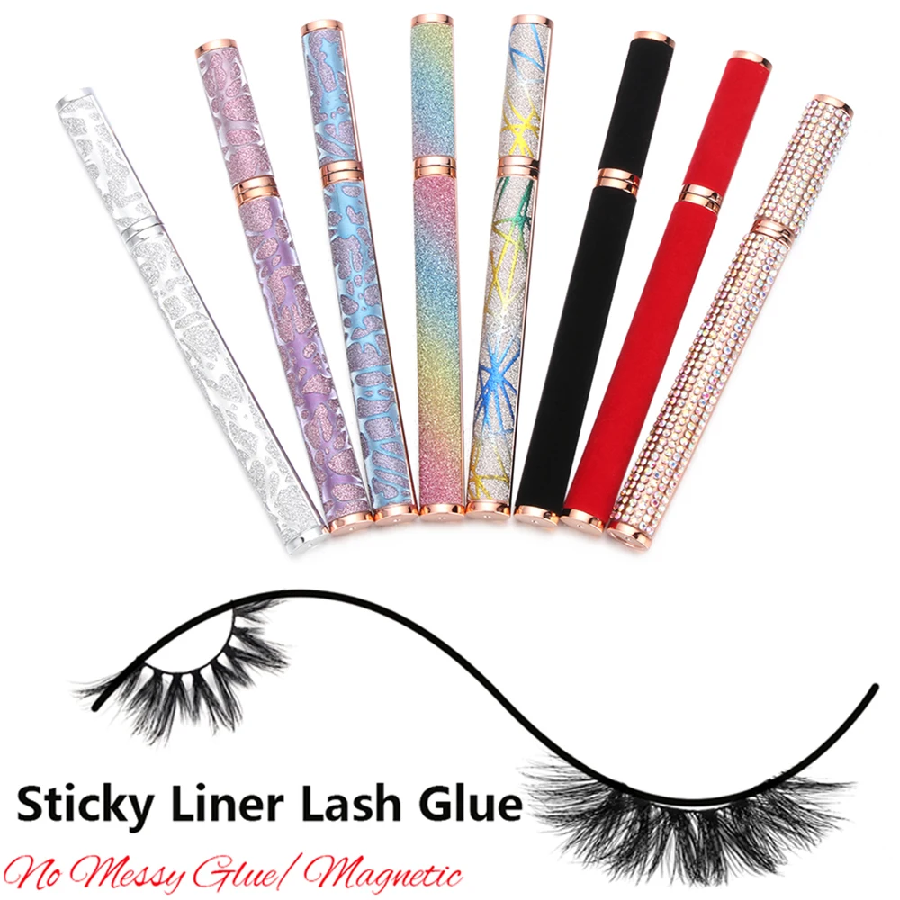 Long-lasting Easy to use Waterproof Colorful Adhsive Liner 2 in 1 Eye Liner Magic Lash Glue Eyeliner Pen Self-adhesive Eyeliner