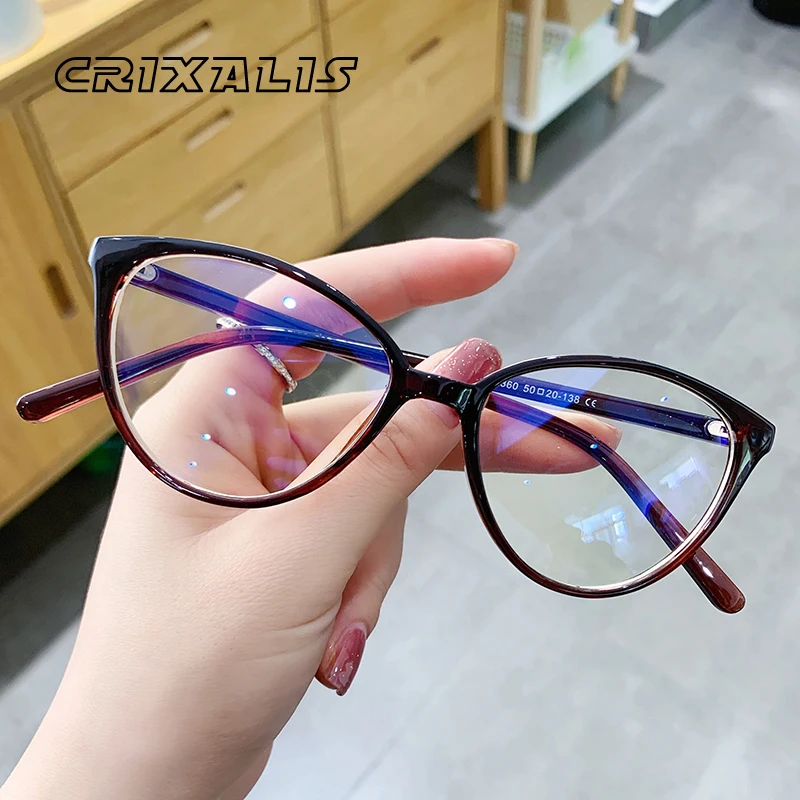 CRIXALIS Women's Blue Light Glasses 2024 Flexible Optical Prescription Eyewear Frame Female Computer Eyeglasses Ladies UV400