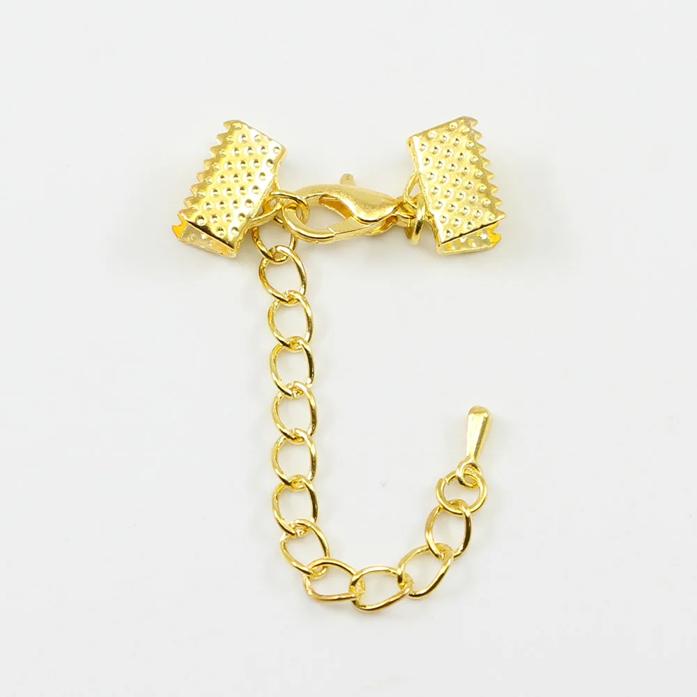 10Pcs Ribbon Leather Cord End Fastener Clasps Extender Chain Lobster Clasps Connectors For Jewelry Making Diy Bracelet Findings