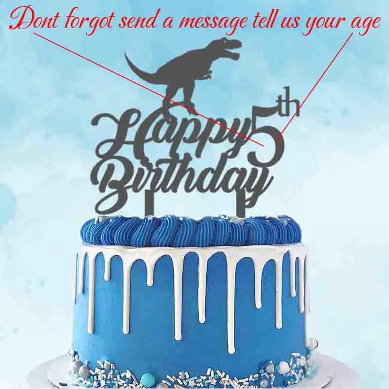 Personalized Dinosaur Cake Topper Custom Age Cartoon Dinosaur For Kids Birthday Party Cake Decoration Topper YC025