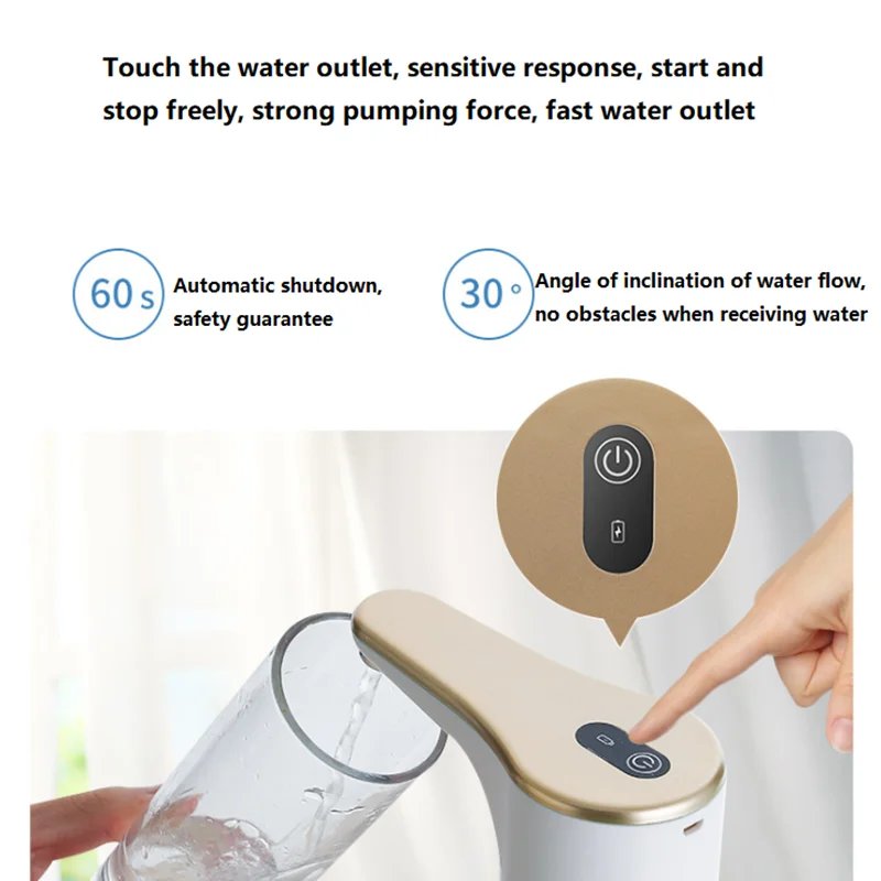 Dispensador de agua recargable por USB, Mini bomba de agua embotellada eléctrica, dispensador de agua a presión portátil, 3 colores disponibles