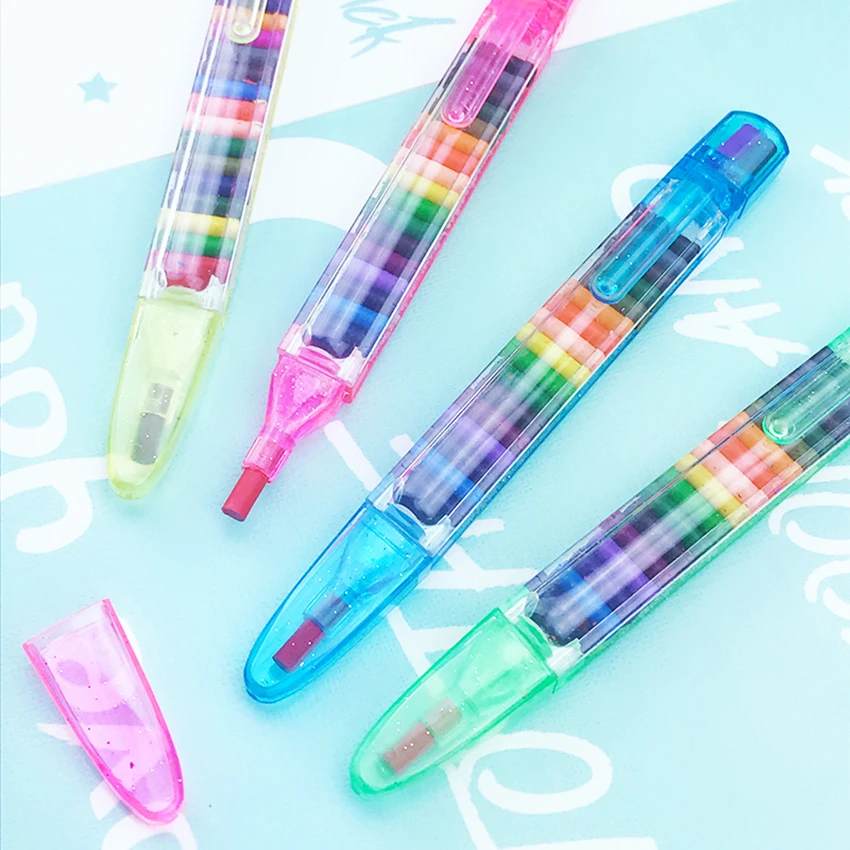 1Pc DIY 20-Color Replaceable Pastel Pencil, Creative Colored Painting Crayons Graffiti Pencil, Cute Kids Drawing Stationery Pen