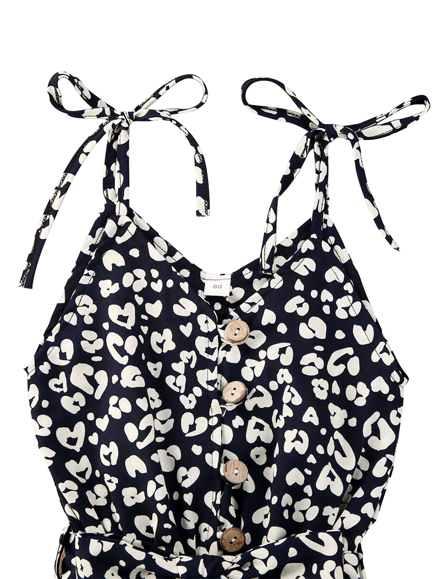 Kleinkind Baby Mädchen Leoparden muster Stram pler Säugling lässig V-Ausschnitt ärmellose Hosenträger kurzen Overall Kinder Sommerkleid ung