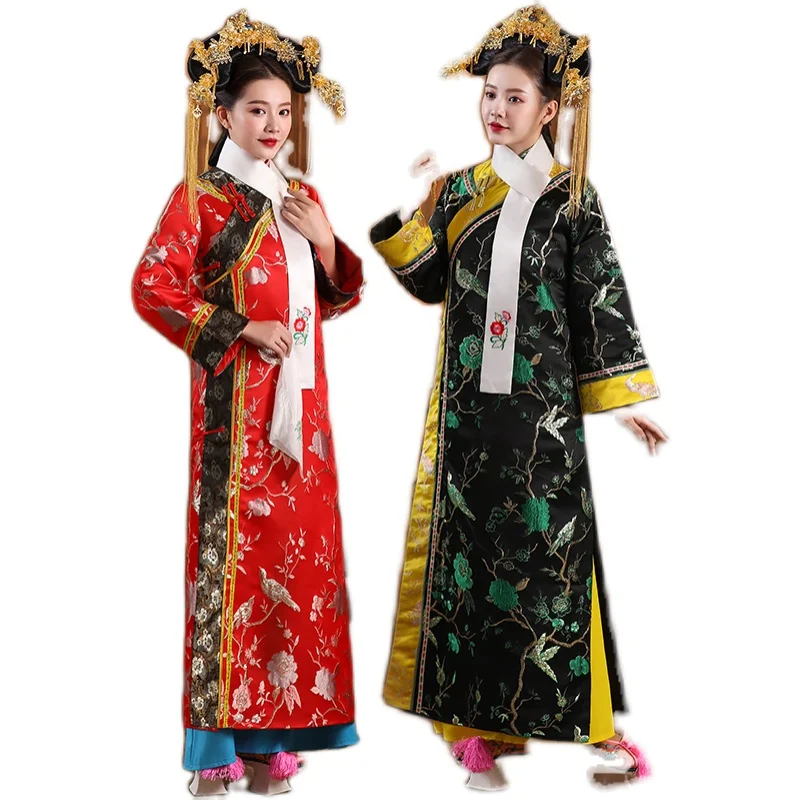 Women's Elegant Cheongsam Dress Ancient Qing Dynasty Princess Costume Chinese Traditional Clothing TV Movie Stage Outfit