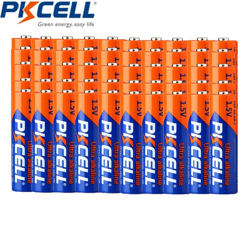 48pcs Pkcell LR6 AA batteries 2A battery UM3 MN1500 E91 1.5v Aa Alkaline Battery Dry Primary Superior R6P 2A Batteria