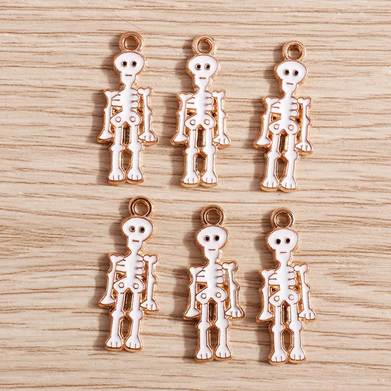 10 stücke 10*26mm Legierung Emaille Skeleton Schädel Mann Charms für Making Anhänger Halsketten Ohrringe Keychain DIY schmuck Erkenntnisse – Detail 2