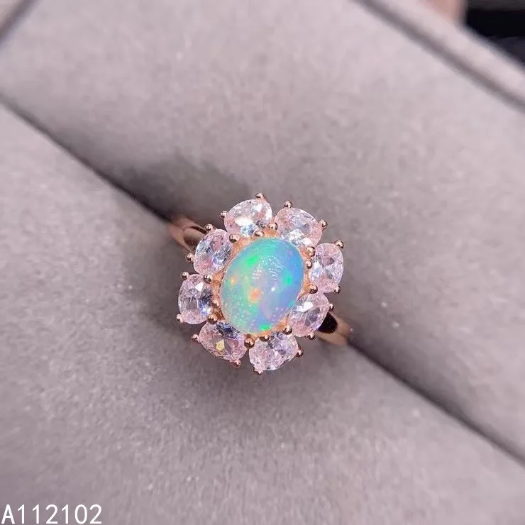 

KJJEAXCMY fine jewelry S925 sterling silver inlaid natural opal new girl luxury ring support test Chinese style with box