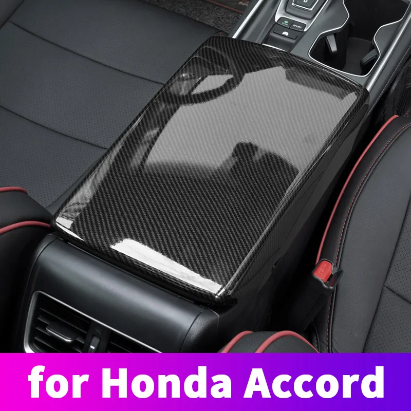 Carbon fiber patterned interior decoration, central control armrest cover, hand cushion cover For Honda Accord 10th 2018 2019 20