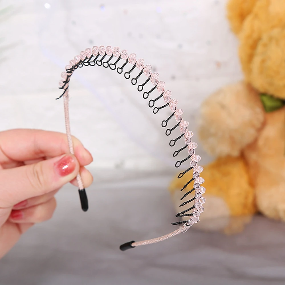 

Korean Handmade Fashion Women With Teeth Girls Crystal Beaded Headband Iron Hair Band Headwear